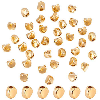 Elite 50Pcs Brass Spacer Beads, Long-Lasting Plated, Triangle, Real 24K Gold Plated, 4.5x4.5mm, Hole: 1.8mm