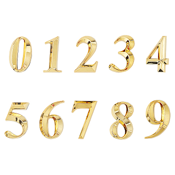 Plastic & PVC Number Sign Labels, Gold, 8: 50.5x31.5x8mm, 10pcs/set