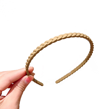 Resin Braided Thin Hair Bands, Plastic with Teeth Hair Accessories for Women, Moccasin, 120mm
