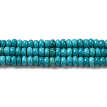 Natural Howlite Beads Strands, Dyed, Rondelle, Turquoise, 4.2~4.8x2.5~2.8mm, Hole: 0.6mm, about 146pcs/strand, 15.94''(40.5cm)