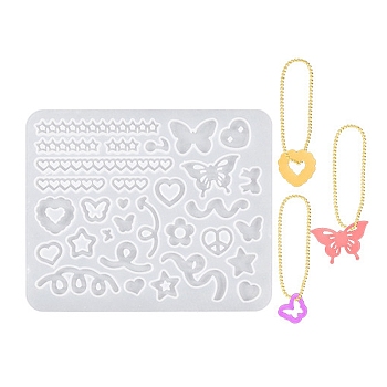 DIY Pendant Silicone Molds, Resin Casting Molds, for UV Resin, Epoxy Resin Craft Making, White, 112x136x4mm, Inner Diameter: 5~16.5x5.5~75mm