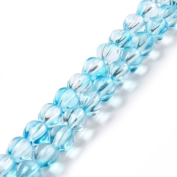 Transparent Glass Beads Strands, Lantern, Deep Sky Blue, 8.5x7.5x8mm, Hole: 1.2mm, about 45~46pcs/strand, 14.37 inch(36.5cm)