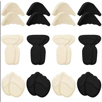 Foams Shoe Fillers, High Heel Cushion Pads, Front Insoles Heel Grips, Mix Shapes, Mixed Color, 69~143x31~87x5~15mm, 12 pairs/set