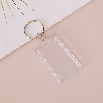 Clear Photo Frame Blank Acrylic Keychains, with Split Key Rings, Rectangle, 5.2x3.2cm