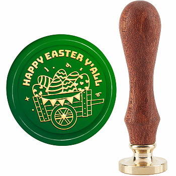 Brass Wax Seal Stamp with Handle, for DIY Scrapbooking, Easter Theme Pattern, 3.5x1.18 inch(8.9x3cm)