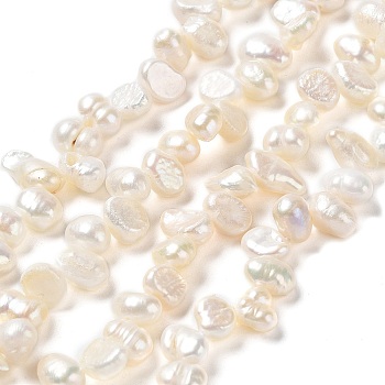 Natural Keshi Pearl Beads Strands, Cultured Freshwater Pearl, Grade 3A, Two Sides Polished, Baroque Pearls, PeachPuff, 6~8x4~5x3~4.5mm, Hole: 0.2mm, about 71pcs/strand, 13.58 inch(34.5cm)
