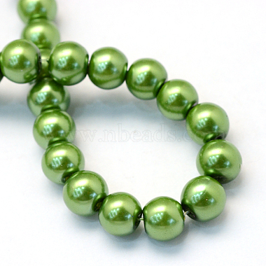 Baking Painted Pearlized Glass Pearl Round Bead Strands(HY-Q003-6mm-13)-4