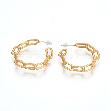 Semicircular Brass Textured Cable Chain Stud Earrings(EJEW-E196-13MG)-2