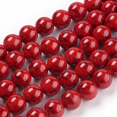 10mm Red Round Synthetic Turquoise Beads