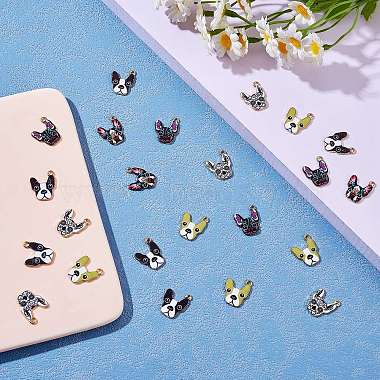 30Pcs 5 Colors Rack Plating Alloy Enamel Pendants(ENAM-SZ0003-25)-5