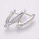 Brass Micro Pave Cubic Zirconia Hoop Earring Findings with Latch Back Closure(ZIRC-K075-30P)-1