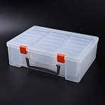Plastic Bead Containers, Flip Top Bead Storage, Removable, 18 Compartments, Rectangle, Clear, 9-7/8x7-1/4x3-1/8 inch(25x18.5x8cm), Compartments: about 7.6x7.5x2.4cm, 18 Compartments/box(CON-L022-16)