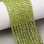 Natural Peridot Beads Strands, Flat Round, Faceted, 3.5~4x2.5mm, about 100~105pcs/strand, 15.55''~15.75''(39.5~40cm)(GG-CBA9631-D03-01)