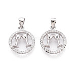 Circle 925 Sterling Silver Micro Pave Clear Cubic Zirconia Pendants, Goblet Shape Charms with 925 Stamp, Rhodium Plated, Platinum, 18x14.5x3mm, Hole: 3.5x5.5mm(STER-T008-84P)