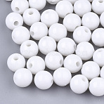 Plastic Beads, Round, White, 9.5mm, Hole: 2.5mm, about 1100pcs/500g(KY-Q051-01A-09)