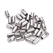 201 Stainless Steel Cord Ends, End Caps, Column, Stainless Steel Color, 8x3.5mm, Hole: 1.6mm, Inner Diameter: 3mm(STAS-F250-10P-L)