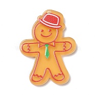 Printed Acrylic Pendants, for Christmas, Gingerbread Man Pattern, 39.5x28x2mm, Hole: 1.6mm(MACR-F072-09A)
