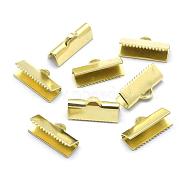 Brass Ribbon Crimp Ends, Lead Free & Cadmium Free & Nickel Free, Raw(Unplated), 15x8mm, Hole: 1.5x3mm(KK-A143-36C3-RS)