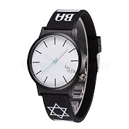 Leather Quartz Wristwatches, with Alloy Watch Head, Black, 245x20mm, Watch Head: 48x43x9mm(X-WACH-O008-22F)