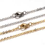 304 Stainless Steel Cable Chain Necklace, with Lobster Claw Clasps, Mixed Color, 19.48 inch(49.5cm), 2mm(STAS-L164C-01)