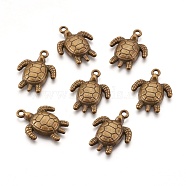 Alloy Pendants, Sea Turtle, Antique Bronze, Lead Free and Cadmium Free, 23.5x18x4mm, Hole: 2mm(EA9695Y-AB)