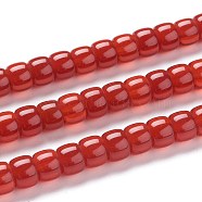 K9 Glass Beads Strands, Imitation Jade Glass Beads, Column, Red, 8~8.5x5.5~6mm, Hole: 1.4mm, about 67pcs/Strand, 15.83 inch(40.2cm)(GLAA-K039-C10)