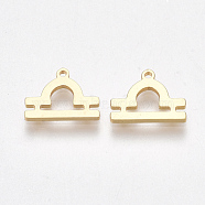 Ion Plating(IP) 304 Stainless Steel Charms, Constellation, Golden, Libra, 8x10.5x1mm, Hole: 0.8mm(STAS-S107-06D)