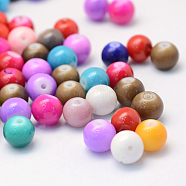 Spray Painted Opaque Glass Round Beads, Mixed Color, 8~9mm, Hole: 1mm, about 1545pcs/1000g(DGLA-Q016-8mm-M)