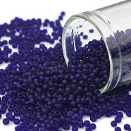 TOHO Round Seed Beads, Japanese Seed Beads, (8DF) Transparent Frost Cobalt, 11/0, 2.2mm, Hole: 0.8mm, about 1110pcs/10g(X-SEED-TR11-0008DF)