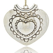 Tibetan Style Alloy Big Pendants, Vintage Heart Pendant for Necklace Design, Antique Silver, 73.5x81x12mm, Hole: 5mm(TIBE-M001-48)
