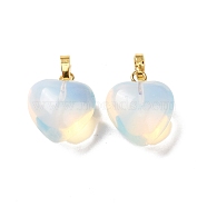 Opalite Pendants, with Golden Tone Brass Findings, Heart Charm, 18x15~15.5x6~8mm, Hole: 6x3mm(G-I311-A04-G)