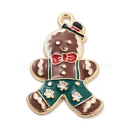 Christmas Theme Alloy Enamel Pendants, Light Gold, Gingerbread Man, 27x19.5x3mm, Hole: 2mm(ENAM-D060-04D)