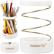 Gorgecraft ABS Plastic Hollow Out Pencil Holder, with Scalable Spring Steel Wire Pen Storage Cup, Pencil Container, Column, Gold, 3x1-3/8 inch(76x34mm)(AJEW-GF0002-98B)