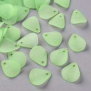 Transparent Frosted Acrylic Pendants, Petaline, Light Green, 17x14x2.5mm, Hole: 1.8mm, about 2330pcs/500g(MACR-S371-09A-733)