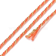 Polycotton Filigree Cord, Braided Rope, with Plastic Reel, for Wall Hanging, Crafts, Gift Wrapping, Coral, 1.2mm, about 27.34 Yards(25m)/Roll(OCOR-E027-02B-03)