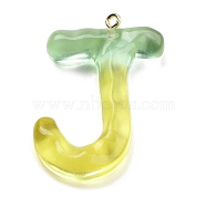 Resin Pendant, with Iron Ring Finding, Letter A~Z, Letter J, 40.5x27x7mm, Hole: 2mm(FIND-Q107-01J-02)