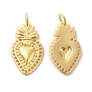Eco-Friendly Rack Plating Brass Pendants, Long-Lasting Plated, Lead Free & Cadmium Free, Sacred Heart Charm, Real 18K Gold Plated, 21.5x12.5x2mm, Hole: 3mm(KK-F851-08G)