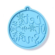 Christmas Ball with Snowflake Pendant Silicone Molds, Resin Casting Molds, for UV Resin, Epoxy Resin Craft Making, Deep Sky Blue, 81x75x7mm, Hole: 3mm(DIY-K051-16)
