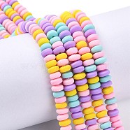 Handmade Polymer Clay Beads Strands, for DIY Jewelry Crafts Supplies, Flat Round, Lilac, 6~7x3mm, Hole: 1.5mm, about 113~116pcs/strand, 15.55 inch~16.14 inch(39.5~41cm)(CLAY-N008-008M)