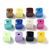 Opaque Acrylic Beads, Cube, Mixed Color, 14.5x14.5x14.5mm, Hole: 3.8mm(X-OACR-Z017-07B)