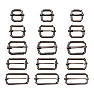 Iron Adjuster Slides Buckles, Roller Pin Buckles Slider Strap Adjuster, for DIY Belt Accessories, Rectangle, Gunmetal, 20pcs/set(IFIN-TA0001-45B)