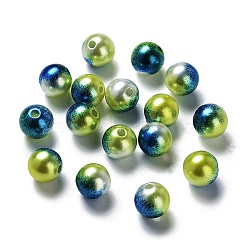 Rainbow ABS Plastic Imitation Pearl Beads, Gradient Mermaid Pearl Beads, Round, Dark Blue, 3x2.5mm, Hole: 1mm, about 50000pcs/500g(OACR-Q174-3mm-16)