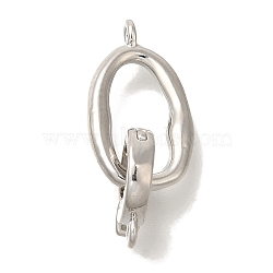 Brass Fold Over Clasps, Oval, Platinum, 23mm, oval: 16.5x9x2mm, hole: 1mm, clasp: 10x8.5x2mm, hole: 1.2mm(KK-K389-110P)