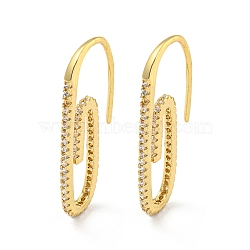 Rack Plating Brass Micro Pave Clear Cubic Zirconia Dangle Earring, Cadmium Free & Lead Free, Long-Lasting Plated, Real 18K Gold Plated, Paperclip, Clear, 27x2mm(EJEW-C102-04G-01)