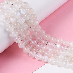 Natural Rainbow Moonstone Beads Strands, Round, 8mm, Hole: 1mm, about 48pcs/strand, 15.55''(39.5cm)(G-I249-B04-05)