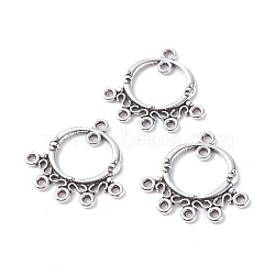 Tibetan Style Alloy Chandelier Component Links, Ring, Antique Silver, 25x26x2mm, Hole: 1.6mm and 1.8mm(FIND-XCP0001-49)