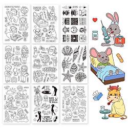 PandaHall Elite 9 Sheets 9 Style PVC Plastic Stamps, for DIY Scrapbooking, Photo Album Decorative, Cards Making, Stamp Sheets, Animal Pattern, 16x11x0.3cm, 1 sheet/style(DIY-PH0006-80B)