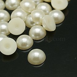 Half Round Domed Imitated Pearl Acrylic Cabochons, Creamy White, 20x10mm(OACR-H001-11)