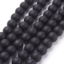 Synthetic Black Stone Beads Strands, Frosted, Round, Black, 10mm, Hole: 0.8mm, about 39pcs/strand, 15.5 inch(X-G508-2)