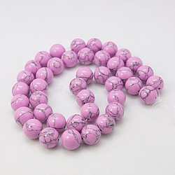 Synthetic Turquoise Beads Strands, Dyed, Round, Violet, 8mm, Hole: 1mm, about 50pcs/strand, 15.7 inch(X-TURQ-H038-8mm-XXS14)